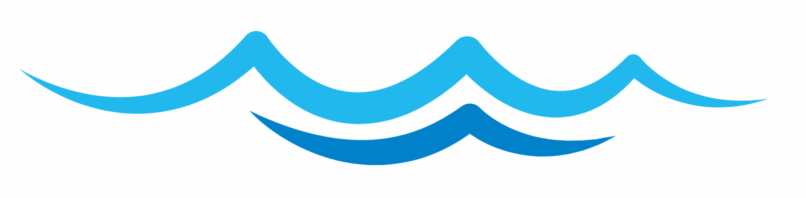 A light blue wave on top of dark blue wave